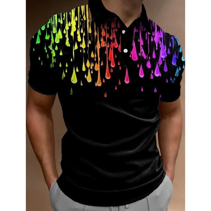 Neues Herren-Polohemd 3D Regenbogen LBG Bedruckt Herrenbekleidung Sommer Lässig Kurzärmelig Locker Übergroßes Hemd Street Fashion Oberteile