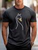 Unisex White Tee Minimal Line Art Singing Swan With Musical Notes Simple Print Crew Neck Loose Casual Male Short Sleeve Tops