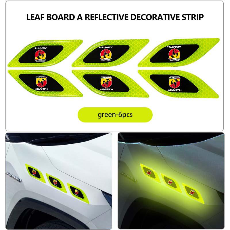 Car Logo Reflective Safety Strip Sticker Car Sticker Warning Tape For Abarth FIAT FR 500 Punto Ducato Palio Bravo Doblo Tipo