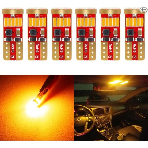 194 Amber Yellow LED Bulbs Super Bright Miniature 168 12961 12396 T10 WY5W Wedge