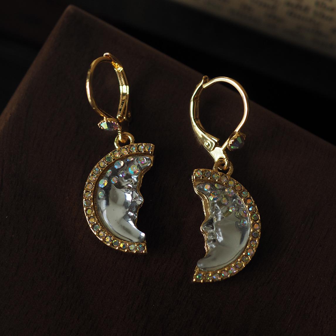 

Новая мода Нишевый дизайн Ретро Спящий ангел Луна Серьги с бриллиантами