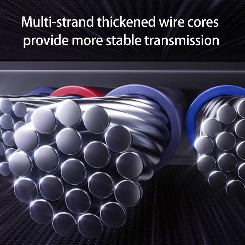 Braided Type C Cable Angled Connector With Soft Glowing Light Supports 100W Charging Braided Cable for Multiple Devices