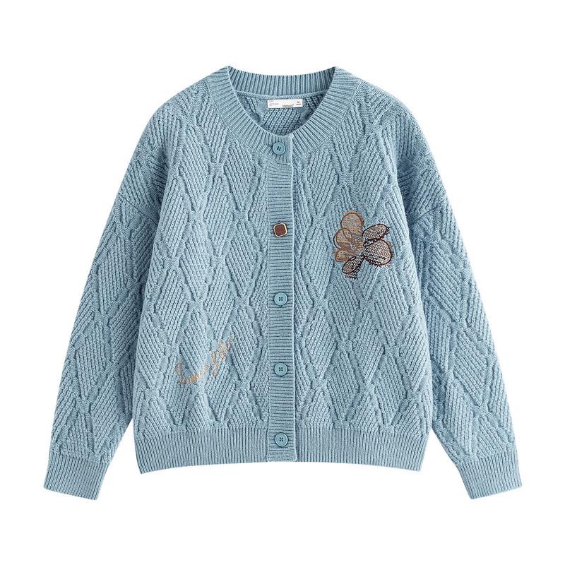 INMAN Women's Embroidered Knit Cardigan Sweater