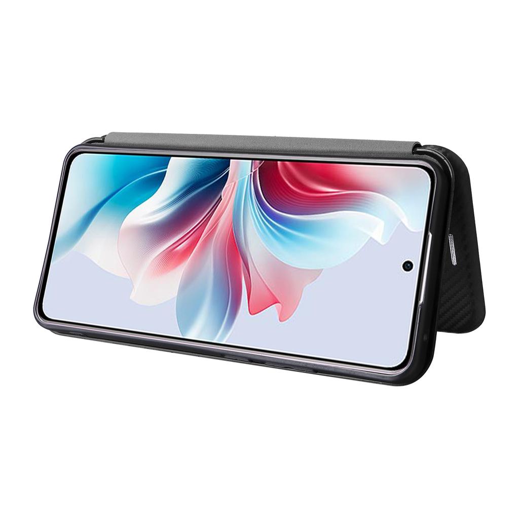For Oppo Reno11 F 5G Phone Case Magnetic Carbon Fiber Texture Leather Flip Cover Full Protection