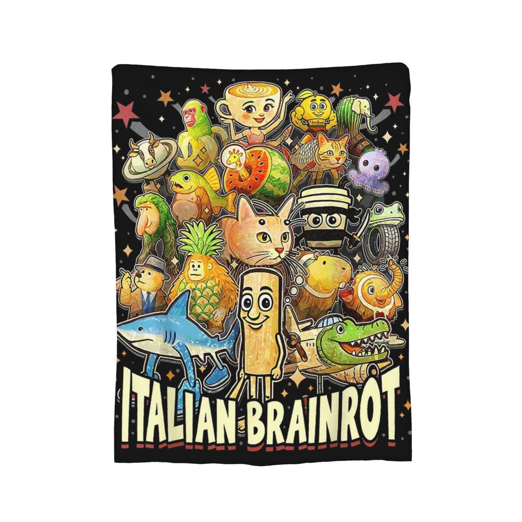 Coperta Design Personaggi Meme Brainrot Italiani Morbida Divertente Traspirante Plaid per Letto Divano Decorazione Tessile