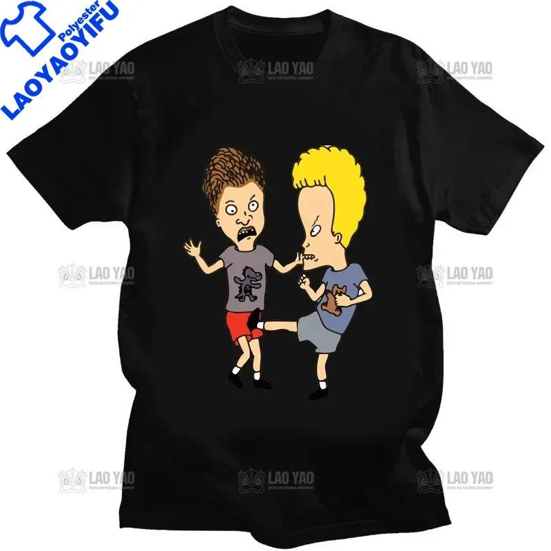 T-shirt Kawaii Beavis and Butthead Novità Divertenti Grafiche Cartoon T-shirt Uomo Abbigliamento Casual Estate Uomo T-shirt Oversize