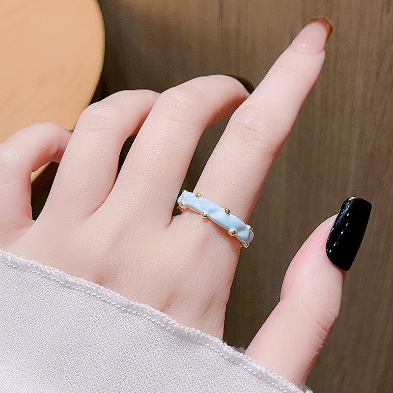 

Niche Design Full Of Diamonds, Zircon Dripping Oil, Open Ring Set, Fashionable Light Luxury, High-End Sense, Personalized Ring Woman Adjustable opening
