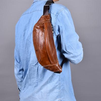 Oryginalna skórzana męska saszetka na telefon komórkowy, zabytkowa torba typu crossbody, wielowarstwowa torba na ramię z wierzchnią warstwą ze skóry bydlęcej, torba na klatkę piersiową dla mężczyzn