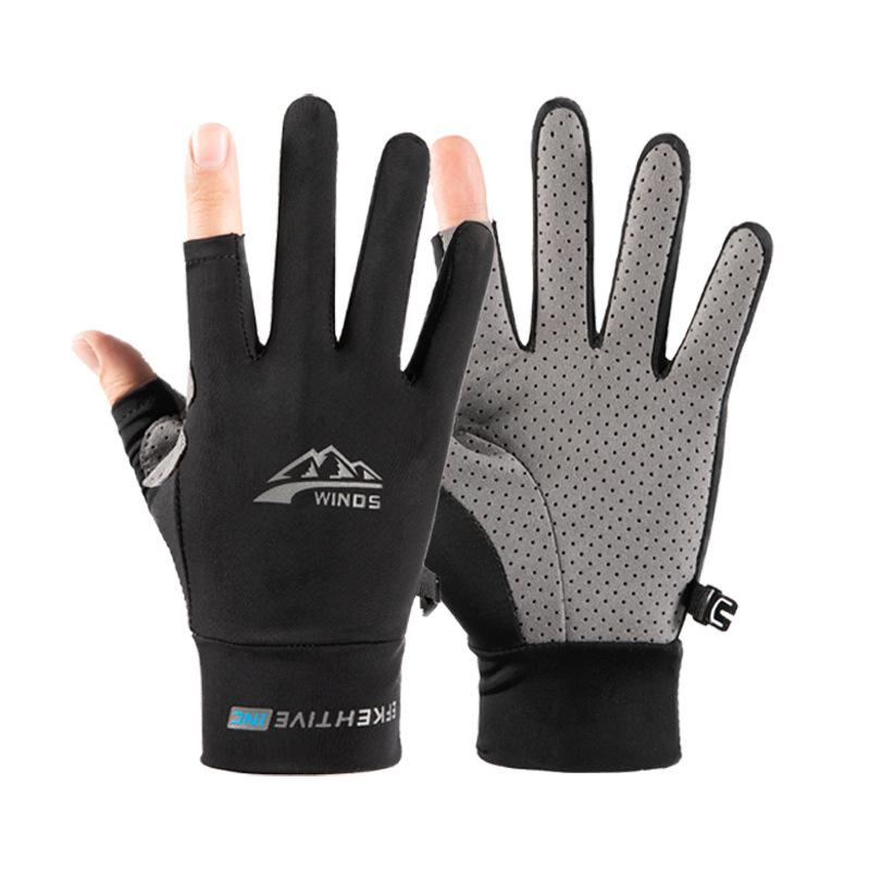 Ice Silk Touchscreen Cycling & Fishing Gloves - Unisex, Full & Two-Finger Options for Outdoor Sports
