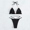 Women's Separate Sexy Bikini Color Chain Hanging Neck With Steel Bracket No Chest Pad Swimsuit
