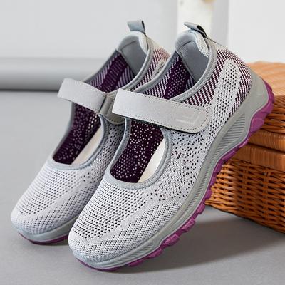 Mom Shoes 2025 Summer New Casual Breathable Single Shoes Manufacturer Douyin 2025 Velcro Soft-soled Walking Women's Shoes