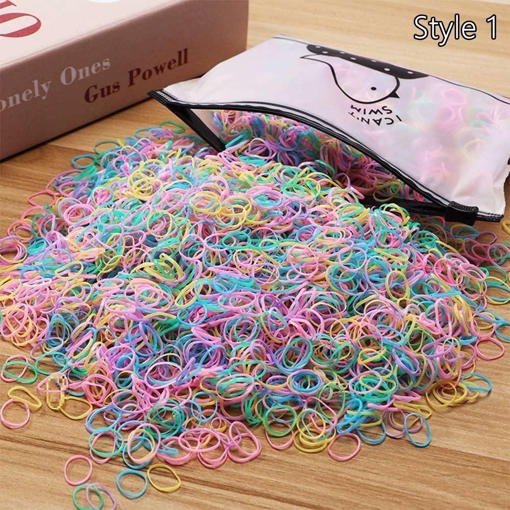 1000Pcs Girls Colourful Disposable Rubber Band Hair Ties Headband Ponytail Holder Bands Kids Hair Styling Tools