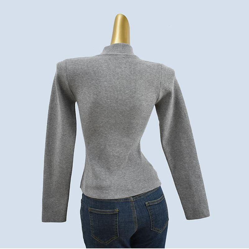 Core-Spun Yarn Soft Glutinous Knitting Mock Neck Sweater Women's Autumn and Winter Pure Color Minimalist Slim Fit Inner Wear Long Sleeves Tops