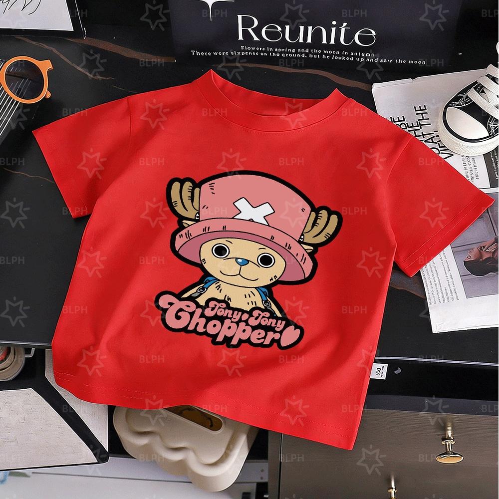 Cute One Piece Tony Tony Chopper Printed Kids TShirt Adorable Cartoon Character Design for Boys Girls Soft Cotton Casual Tee