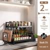 Multifunctional Kitchen Countertop Seasoning Rack with Salt Storage Jars