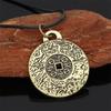 Russian Amulet Necklace Pendant Retro Vintage Protect Charm Talisman Powerful Wealth Success Health Luck Jewelry Unisex Men Women PU Leather Alloy