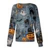 Halloween Print Casual Long Sleeve Single Breasted Caregiver Uniform Cardigan Top for Women Comfortable Workwear Shirt with Button Closure