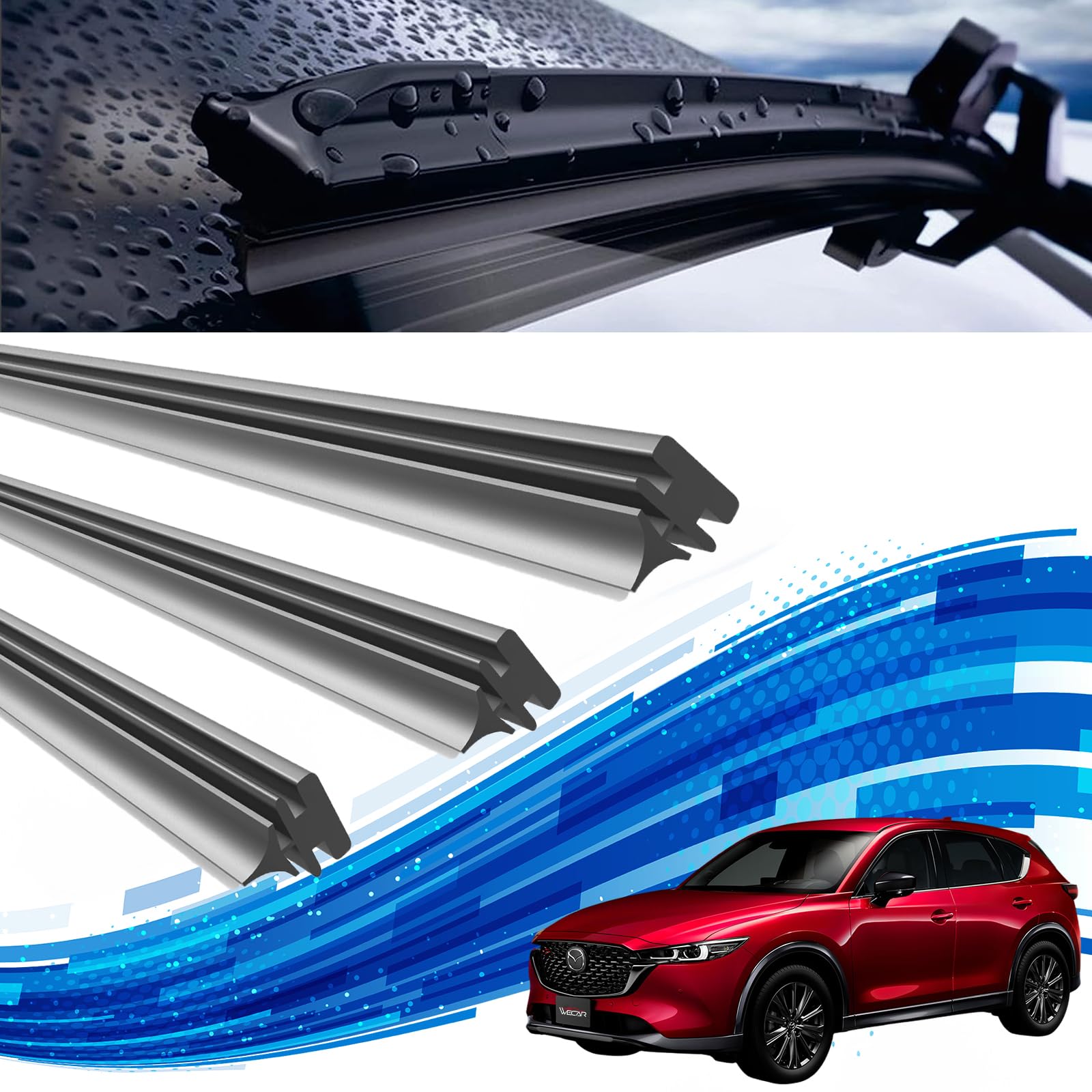 Mazda CX-5 Wiper Replacement Rubber Compatible Size Genuine Compatible Replacement CX-5 KF##