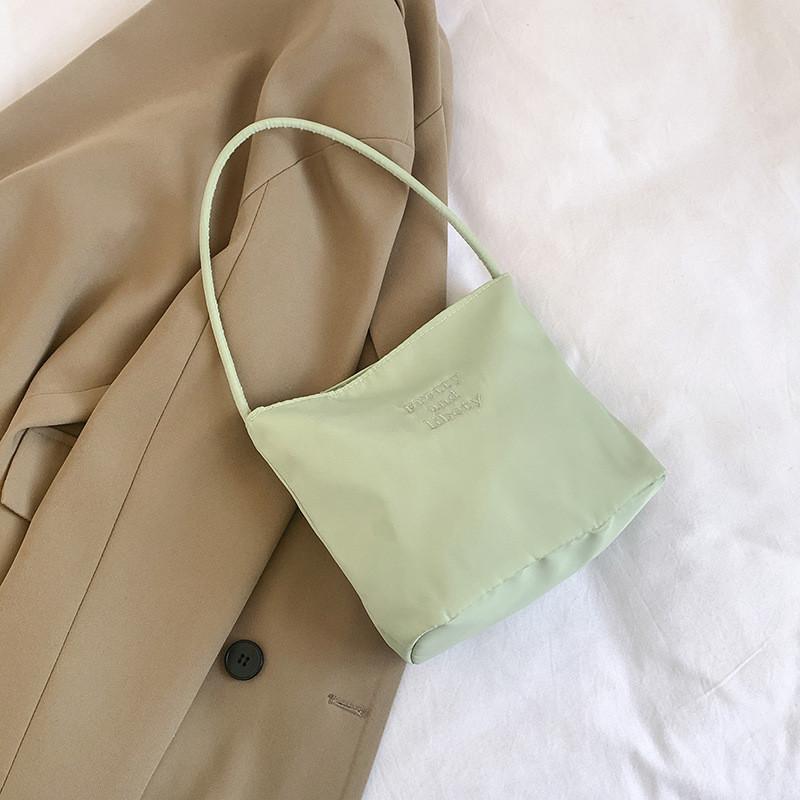 Chic Nylon Bucket Bag For Women Trendy Street Style Handbag With Magnetic Closure
