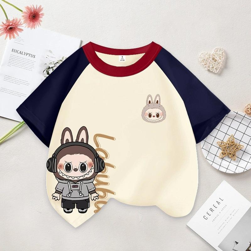 Kreslená grafika Dětská Dámská LABUBU Potištěné Tričko Léto Dámská Móda Dívčí Tričko s Krátkým Rukávem Top Pulovr Oblečení