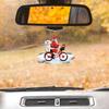 Santa Riding A Bicycle with A Dog Ornament Cute Acrylic Santa Claus Christmas Tree Ornament for Holiday Party Decoration
