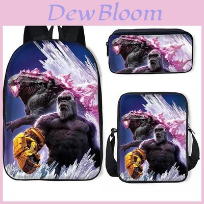 Godzilla Vs Kong Kids Backpack Set With Breathable Oxford Fabric For School Use