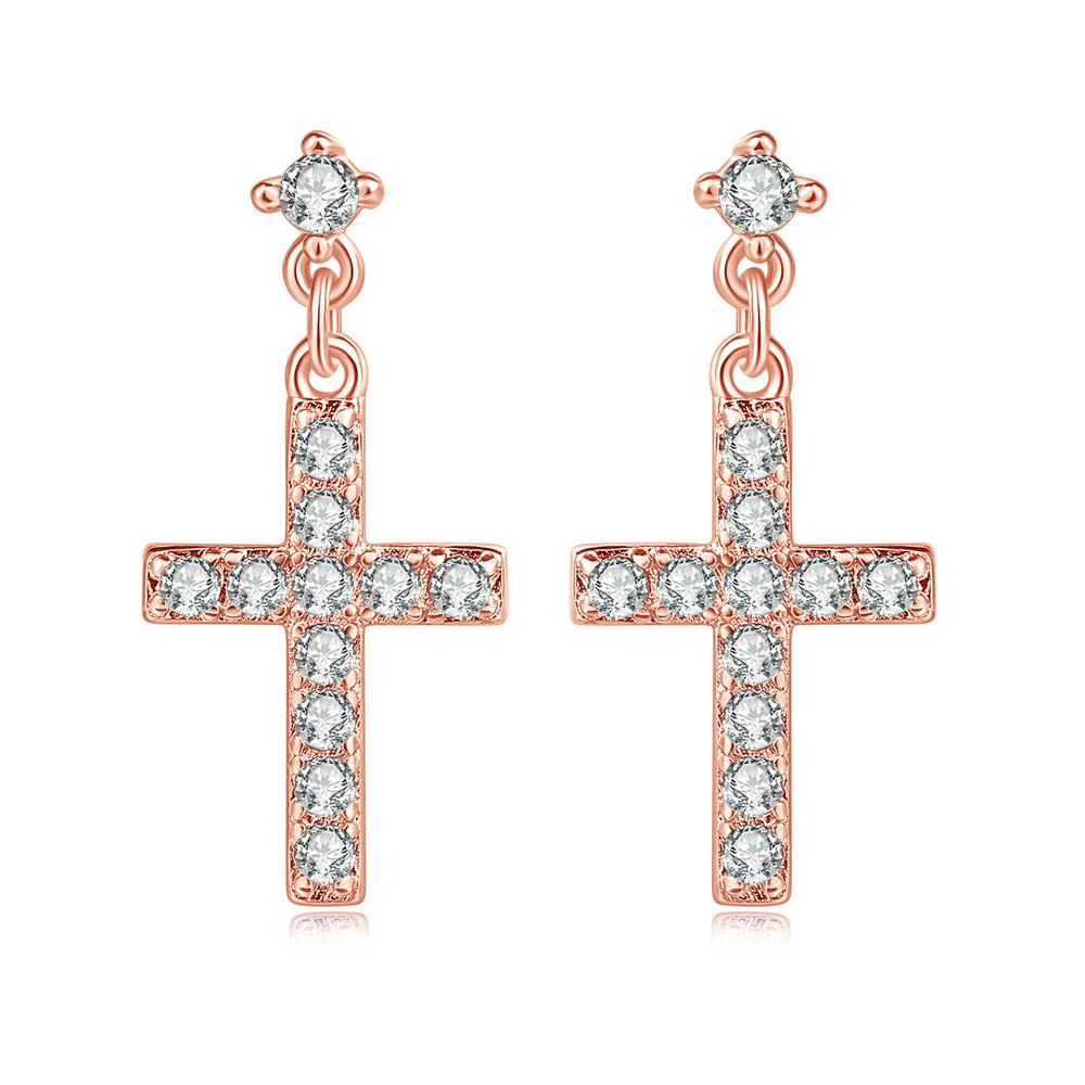 

Cross Earrings For Women Classic Simple Iced Out Cubic Zirconia Black Crystal Silver Color Dangle Ear Fashion Jewelry E328