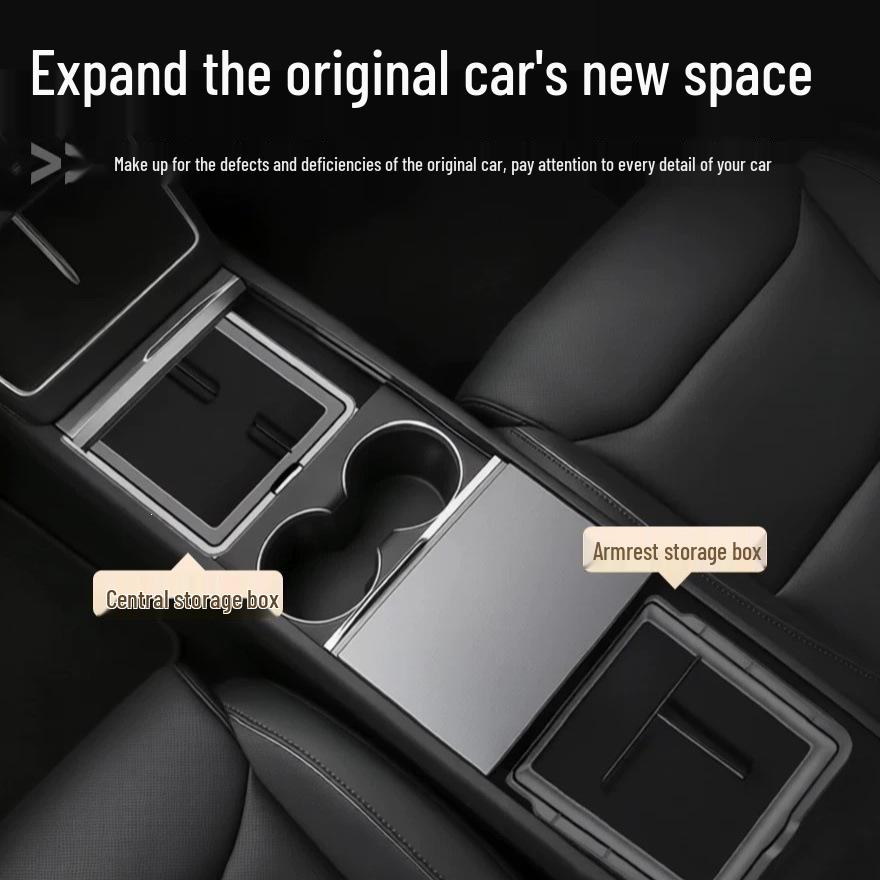 Transparent Armrest Storage Box for Tesla Model Y/3 Six-Seater Central Console