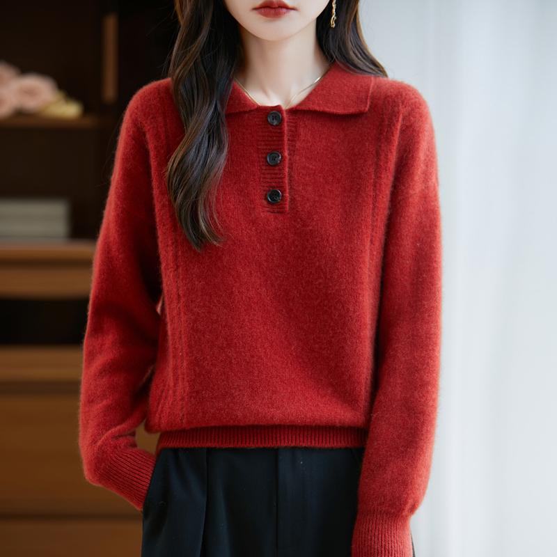 Women's cashmere sweater Qinghe cashmere 30% cashmere 70% wool autumn and winter pullover warm and fashionable