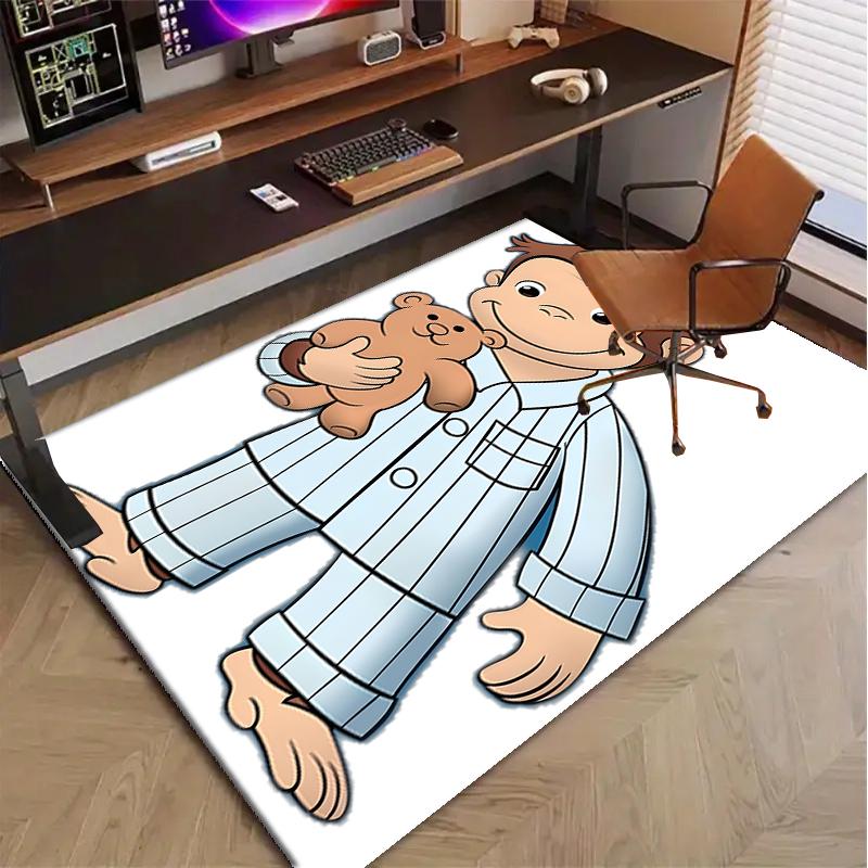 Curious George Polyester Carpet, Soft Indoor Mat for Office Chair, Living Room, Computer Desk - Decorative Home Office Rug Design