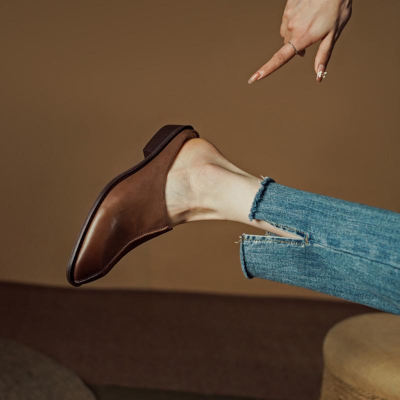 Fashion 2024 New Summer Women Shoes Mules Shoes for Women Outdoor Slippers Women Chunky Heel Cover Toe Slippers Shoes Zapatos De Mujer
