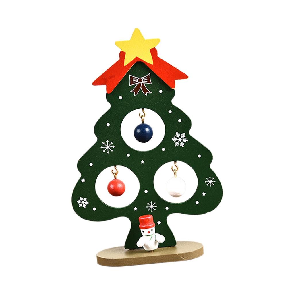 Tabletop Christmas Tree 13.7cm Small Xmas Trees Decoration Mini Wood Christmas Tree for Window Shelf Bedroom Party Countertop