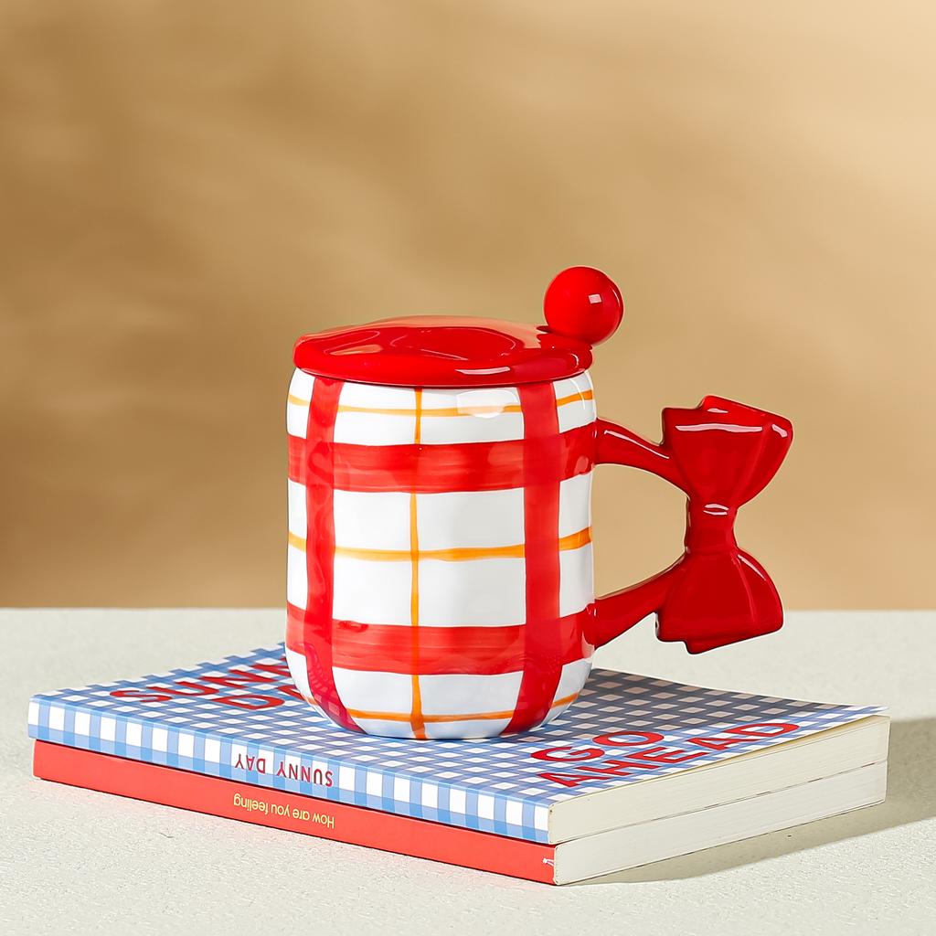 Mädchen Paar Ins Style mit Deckel Löffel Keramiktasse für Heimgebrauch Set von Bürobecher Hoher Wert Wasserbecher für Studenten