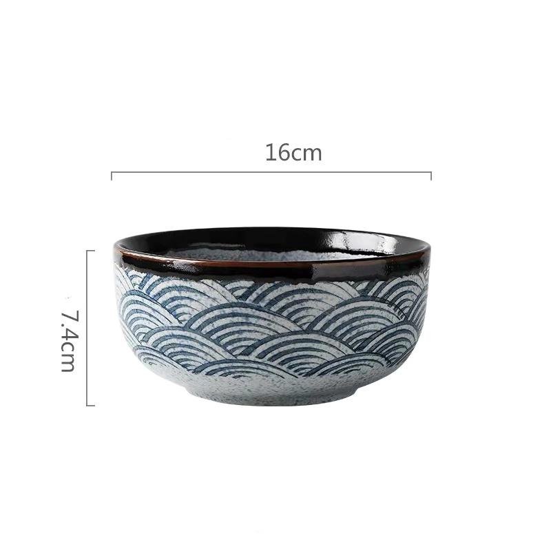 Hi Japanese Style Ceramic Rice Bowl Ramen Bowl Salad Noodle Soup Bowl Restaurant Steak Plate Kitchen Tableware Home Decoration
