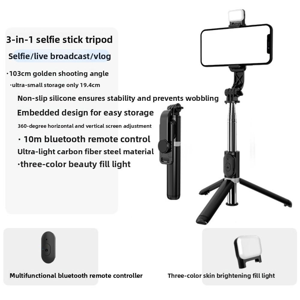 Portable Bluetooth Selfie Stick White Fill Light Telescopic Selfie Stick  Phone Accessories