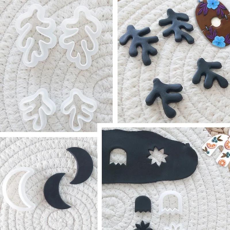Moon Flower Coral Irregular Arch Shape Polymer Clay Cutter Handmade Plastic Pottery Polymer Cutter for Jewelry and Earring Shape