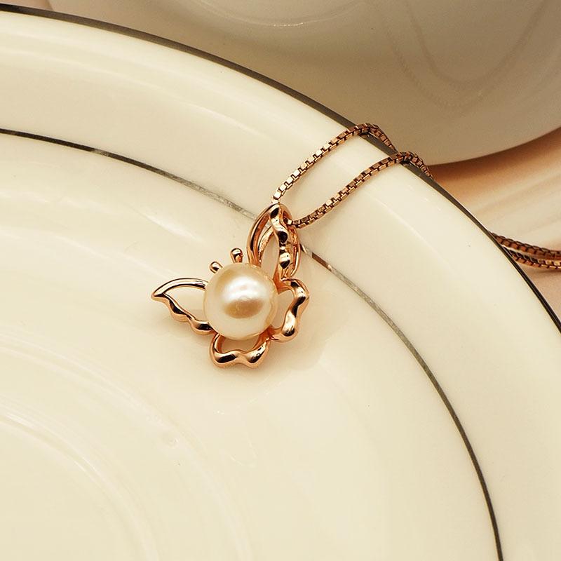 

Простое и модное женское колье-бабочка из стерлингового серебра 925 пробы с позолоченным жемчугом 925 silver розового золота