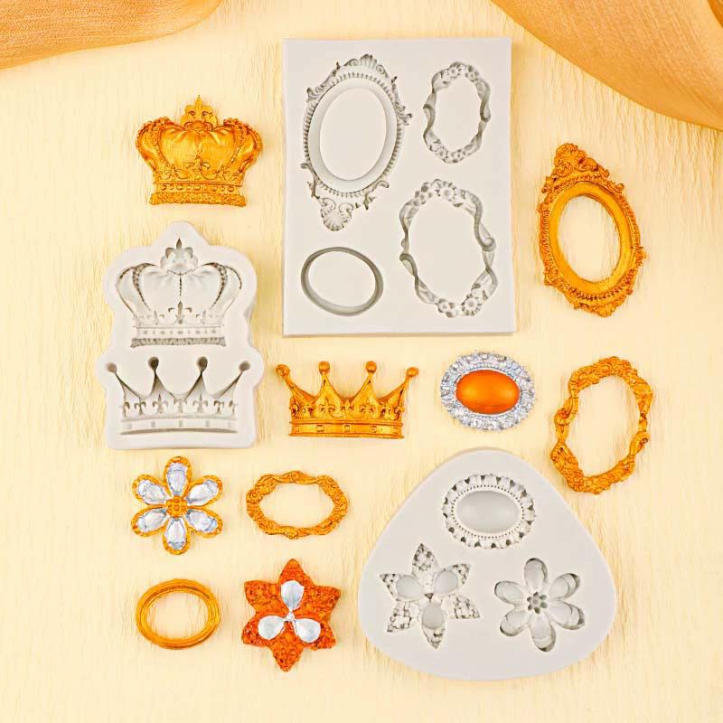 Po Rám Zrcadlo Šperky Koruna Silikonová Forma Pryskyřičné Nástroje Sugarcraft Košíček Pečící Forma Fondant Nástroje na Zdobení Dortů