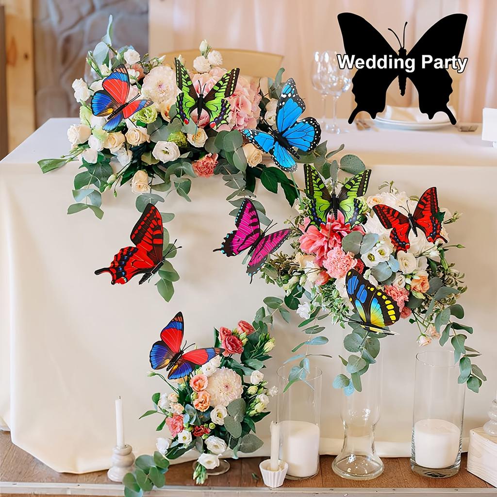 10-50pcs Butterflies Decoration Stakes Waterproof Colorful Whimsical Butterfly Stakes Ornaments Garden Yard Home Party Decor
