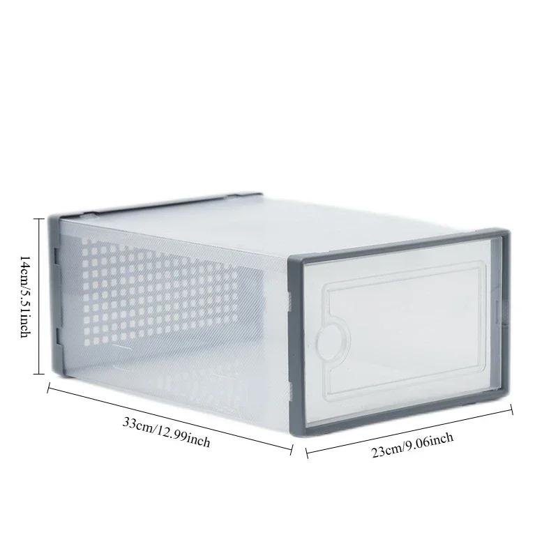 Double Frame Thickened Transparent Shoe Box Plastic Basketball Shoe Box Storage Artifact Foldable Shoe Box Flip Cover