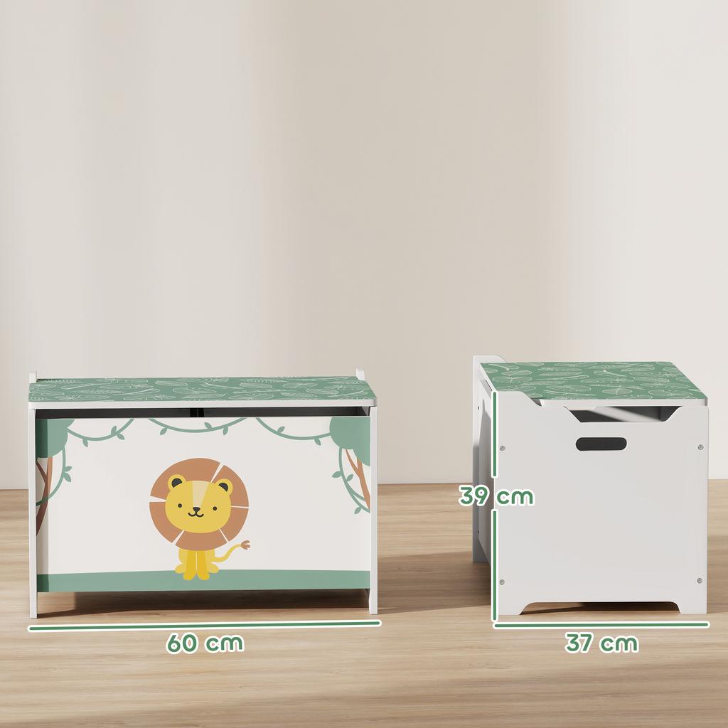 Coffre à jouets avec couvercle, Charnières de sécurité et poignées rainurées, Organisateur de rangement pour jouets pour enfants, Salon, Salle de jeux, Vert