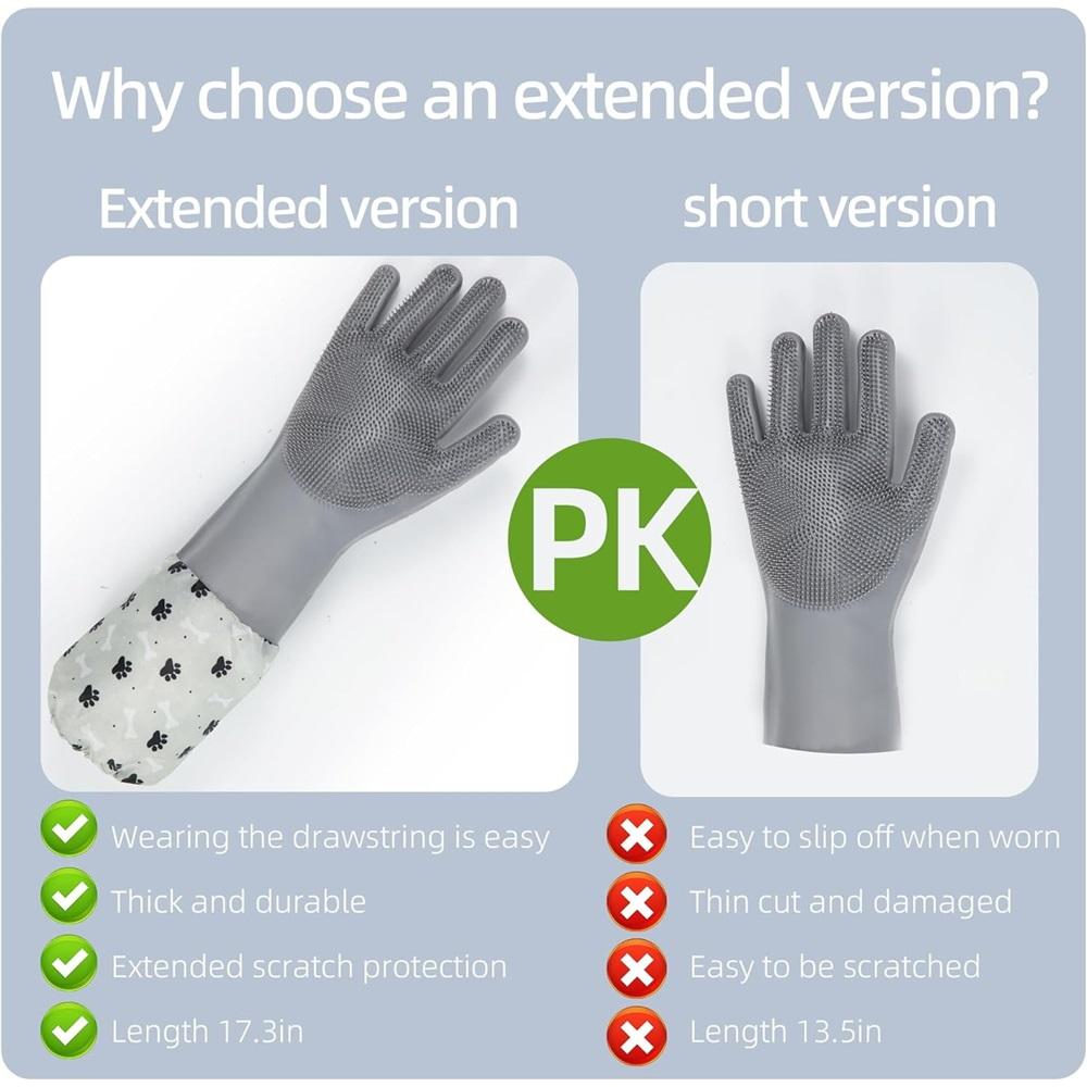 Dog bath gloves, pet grooming gloves with soft brush, suitable for bathing and massaging cats and dogs.