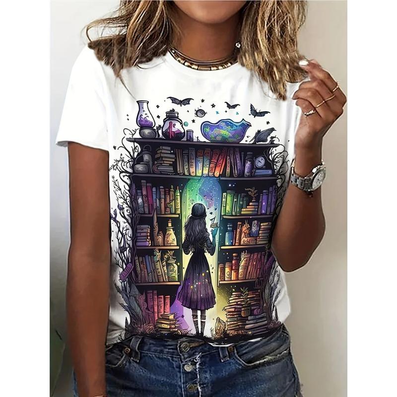 Loose Crew Neck Top Fashion Printed Short Sleeve Casual T-Shirts Women’s