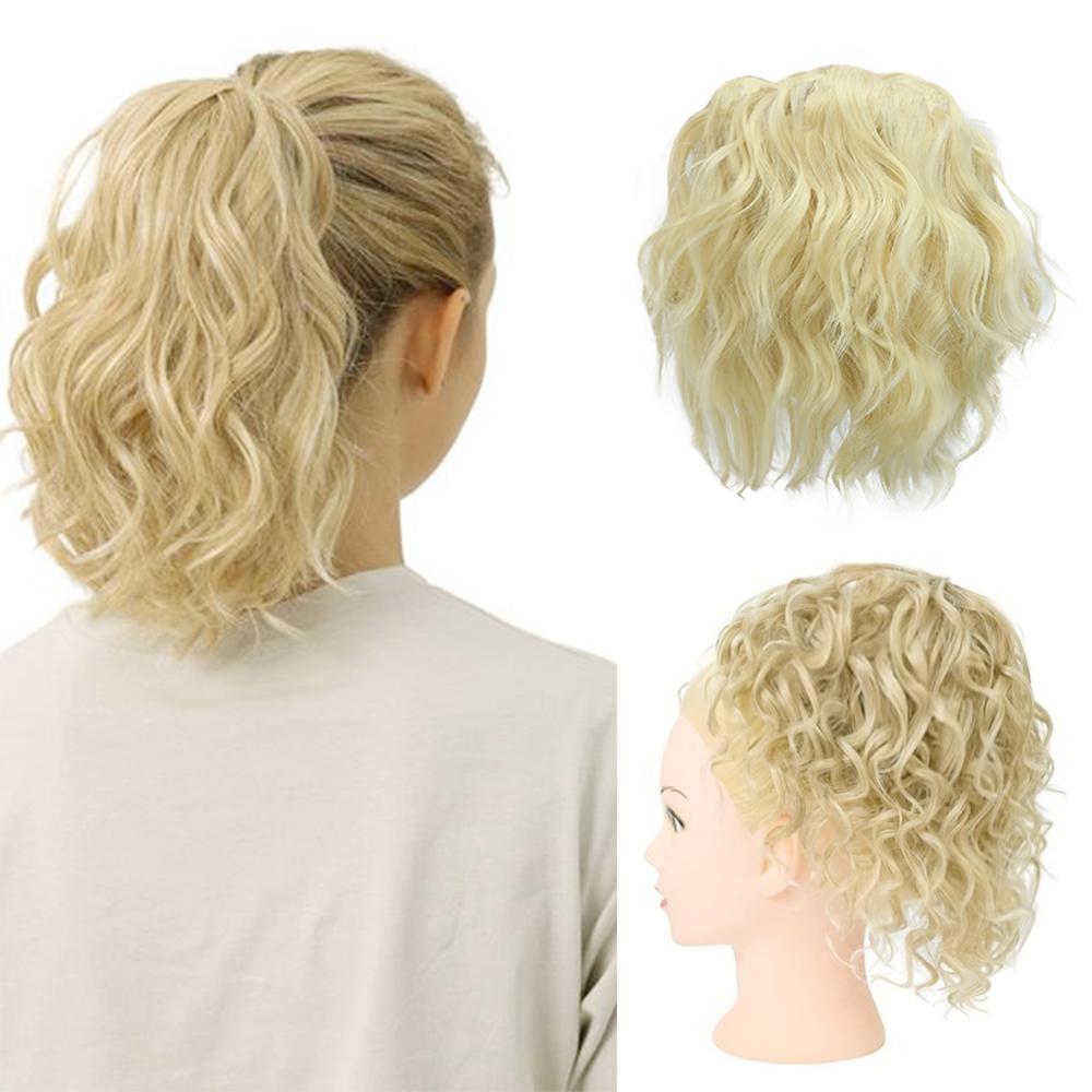 

Синтетическая часть волос в виде грязной булочки - свободный волнистый вьющийся парик с хвостиком на шнурке для женщин 25cm