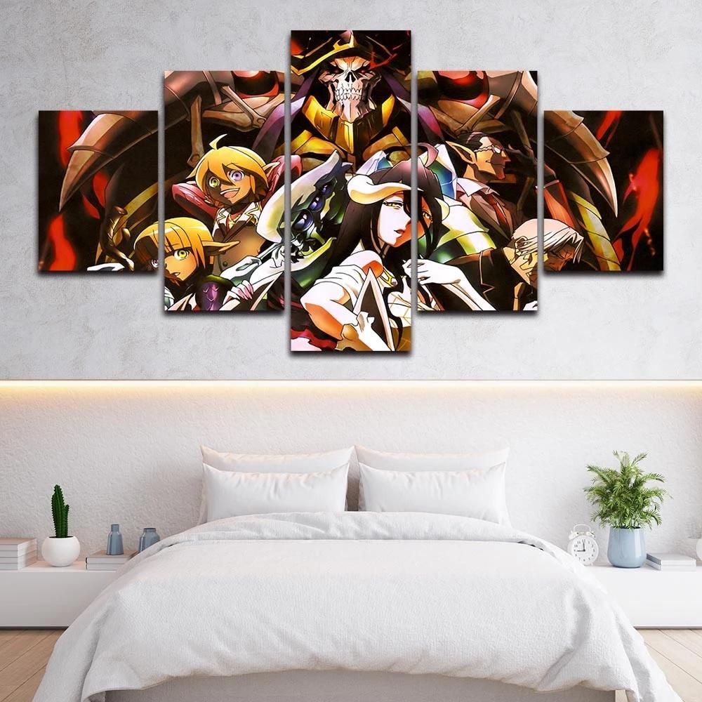 No Frame Picture Modular 5 Pcs Anime Characters Overlord Wall Art Canvas Painting Posters and Prints Living Room Decoration Home