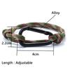 Pulsera de Aventura al Aire Libre y Montañismo para Hombres Hecha a Mano Ajustable de Paracord con Mosquetón Negro Joyería Punk Masculina Pulsera