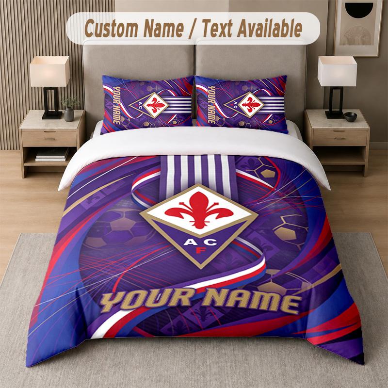 Fiorentina FC Design Bedding Set Custom Text 1 Duvet Cover & 2 Pillow Cases
