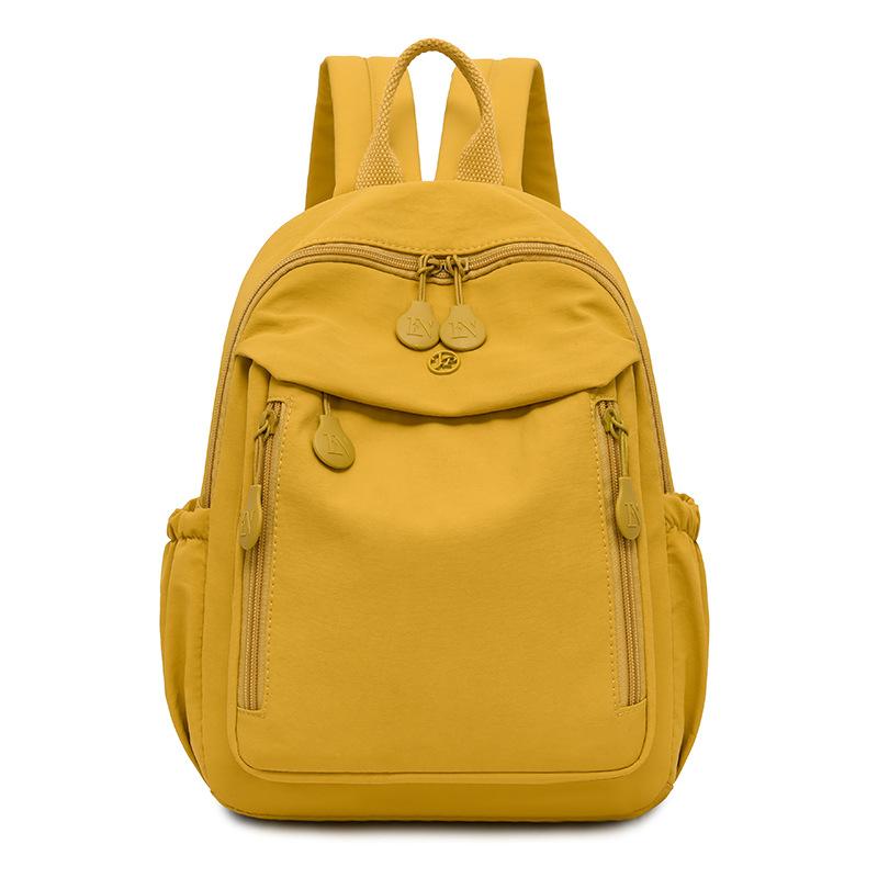 Schoolbag1011 Casual Ladies Backpack Travel Lightweight Simple Nylon School Bag Solid Color Large Capacity Travel Backpack