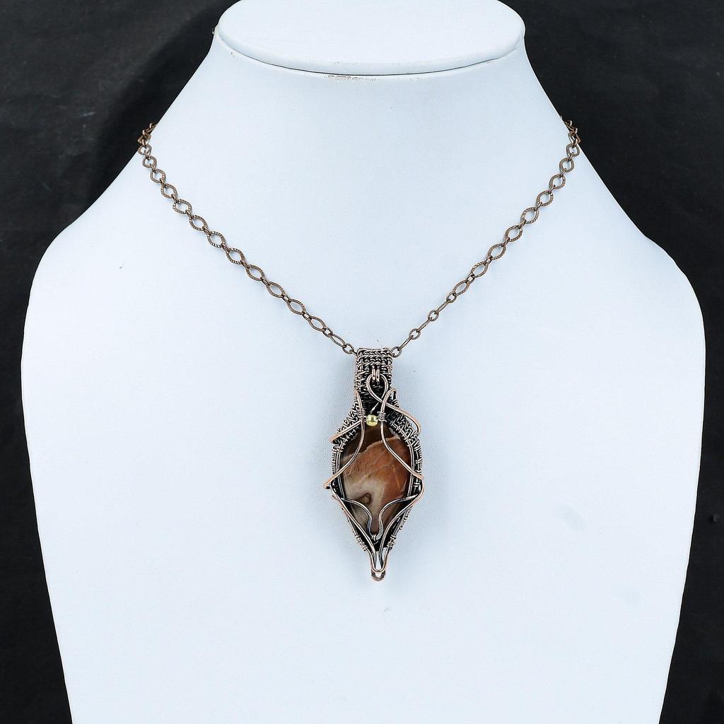 Polychrome Jasper Pendant Copper Wire Wrapped Pendant Handmade Pendant Gemstone Copper Jewelry Gift For Mom Unique Pendant Wire Wrap Jewelry