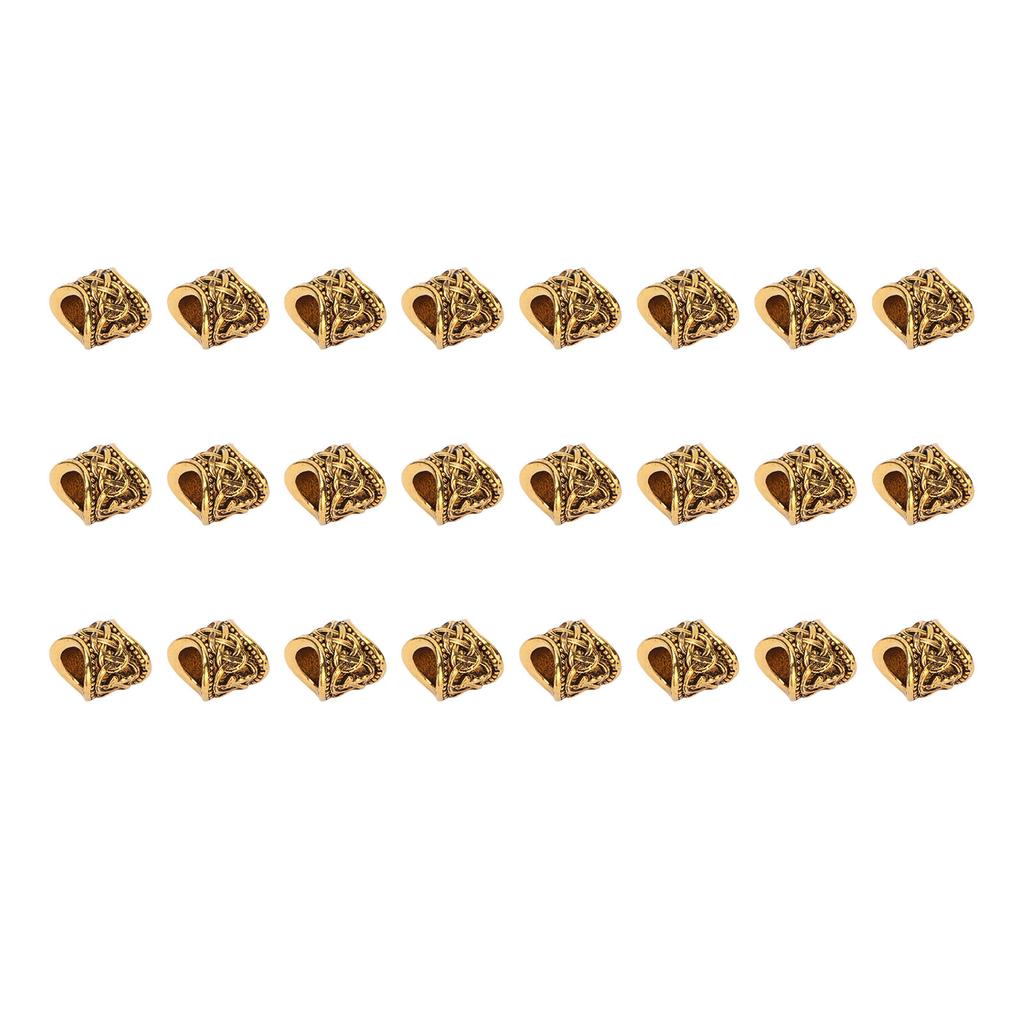 24 PCS Hair Beads Metal Ancient Gold Antique Large Hole Hair Braiding Bracelet Pendant 10 X 9mm